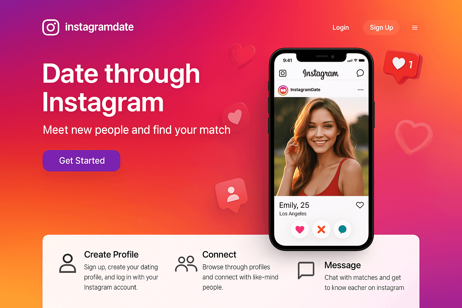 instagramdate.com website mockup